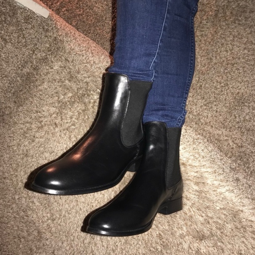 Frye MELISSA DOUBLE SOLE CHELSEA boots booties women size 9 smooth black leather - Picture 5 of 12